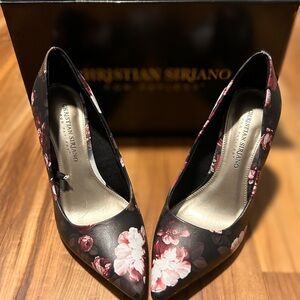 Christian Siriano Black Floral Heels